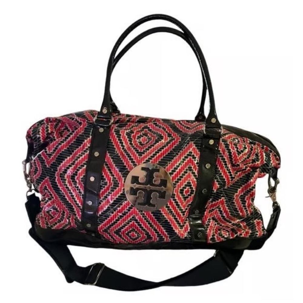 Tory Burch Geometric Red and Black Travel Bag